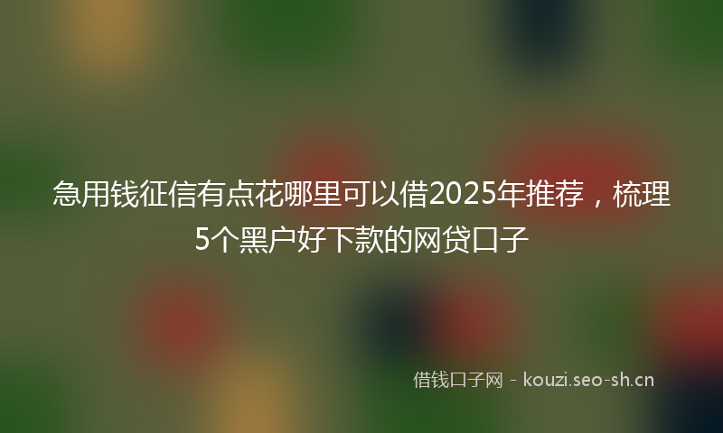 急用钱征信有点花哪里可以借2025年推荐，梳理5个黑户好下款的网贷口子