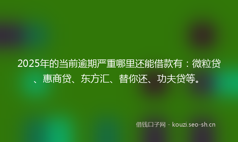 2025年的当前逾期严重哪里还能借款有：微粒贷、惠商贷、东方汇、替你还、功夫贷等。
