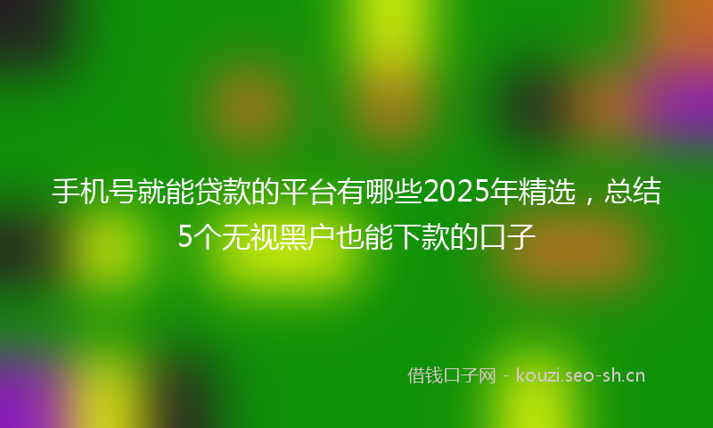 手机号就能贷款的平台有哪些2025年精选，总结5个无视黑户也能下款的口子