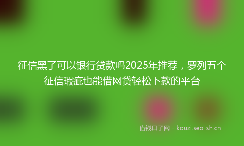 征信黑了可以银行贷款吗2025年推荐，罗列五个征信瑕疵也能借网贷轻松下款的平台