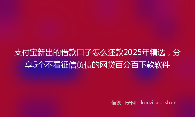 支付宝新出的借款口子怎么还款2025年精选,分享5个不看征信负债的网贷百分百下款软件