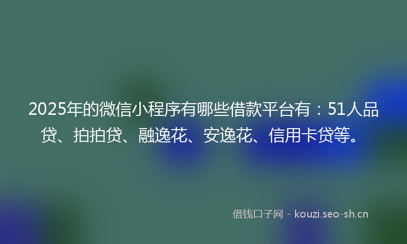 2025年的微信小程序有哪些借款平台有：51人品贷、拍拍贷、融逸花、安逸花、信用卡贷等。