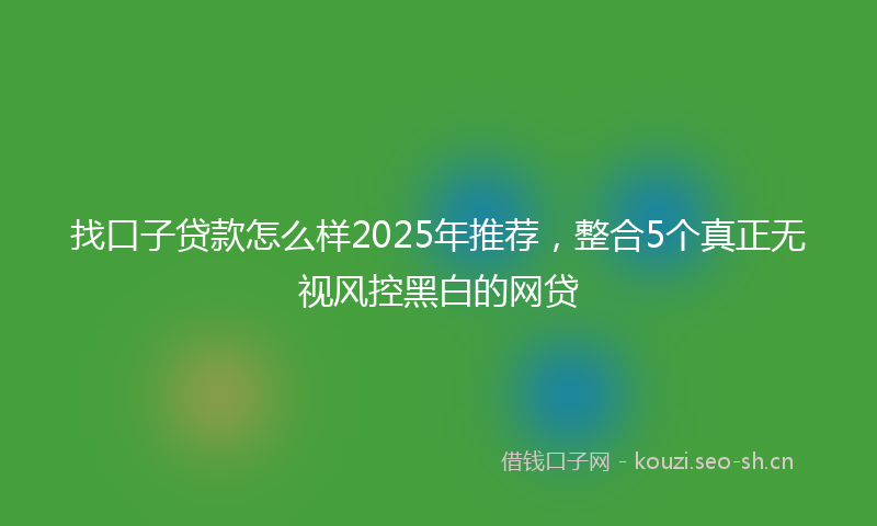 找口子贷款怎么样2025年推荐，整合5个真正无视风控黑白的网贷