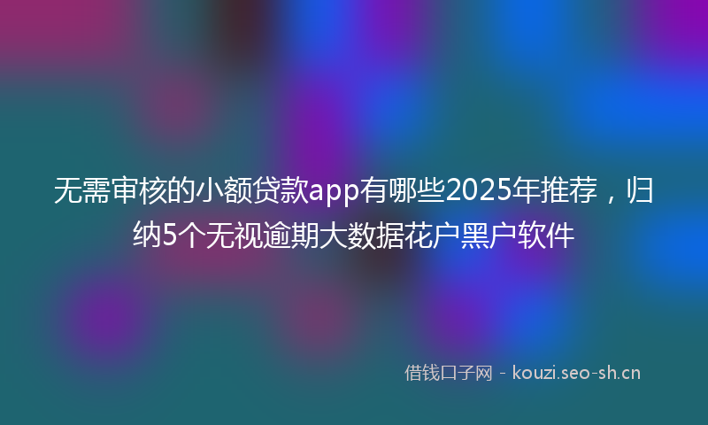 无需审核的小额贷款app有哪些2025年推荐，归纳5个无视逾期大数据花户黑户软件