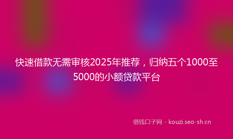 快速借款无需审核2025年推荐，归纳五个1000至5000的小额贷款平台