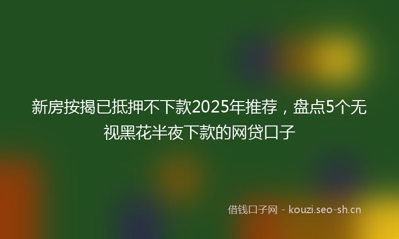 新房按揭已抵押不下款2025年推荐，盘点5个无视黑花半夜下款的网贷口子