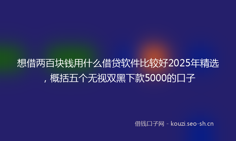 想借两百块钱用什么借贷软件比较好2025年精选，概括五个无视双黑下款5000的口子