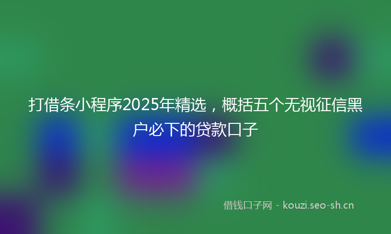 打借条小程序2025年精选，概括五个无视征信黑户必下的贷款口子
