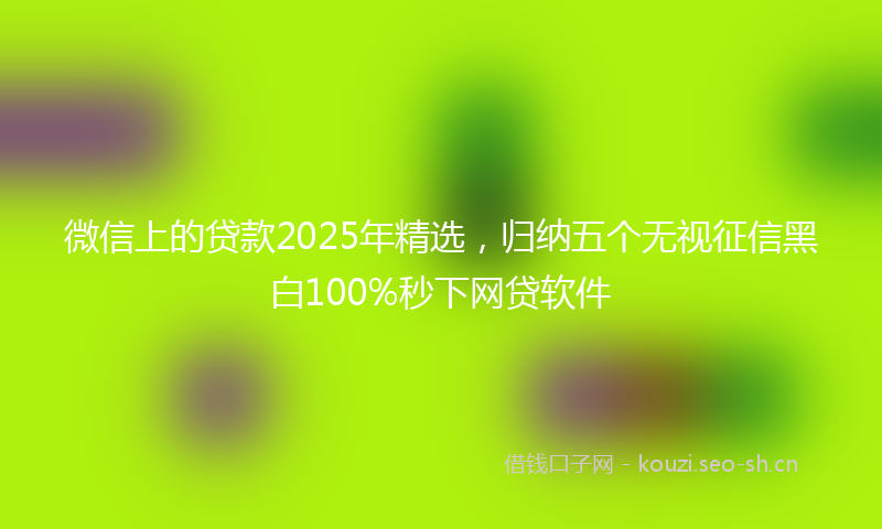 微信上的贷款2025年精选，归纳五个无视征信黑白100%秒下网贷软件