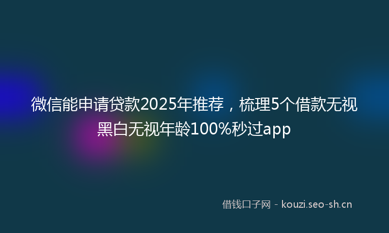 微信能申请贷款2025年推荐，梳理5个借款无视黑白无视年龄100%秒过app