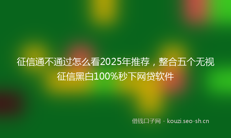 征信通不通过怎么看2025年推荐，整合五个无视征信黑白100%秒下网贷软件