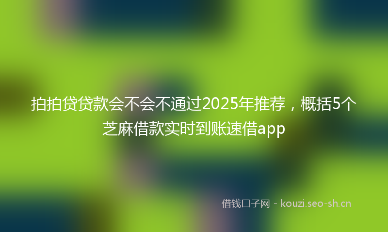 拍拍贷贷款会不会不通过2025年推荐，概括5个芝麻借款实时到账速借app