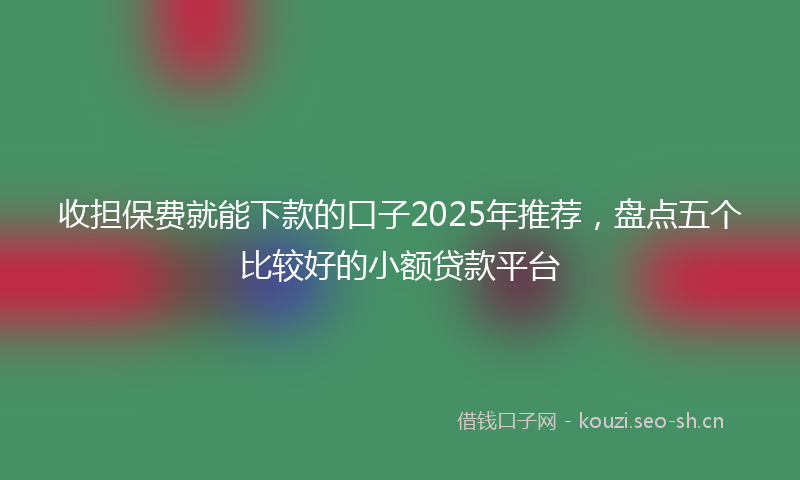 收担保费就能下款的口子2025年推荐，盘点五个比较好的小额贷款平台