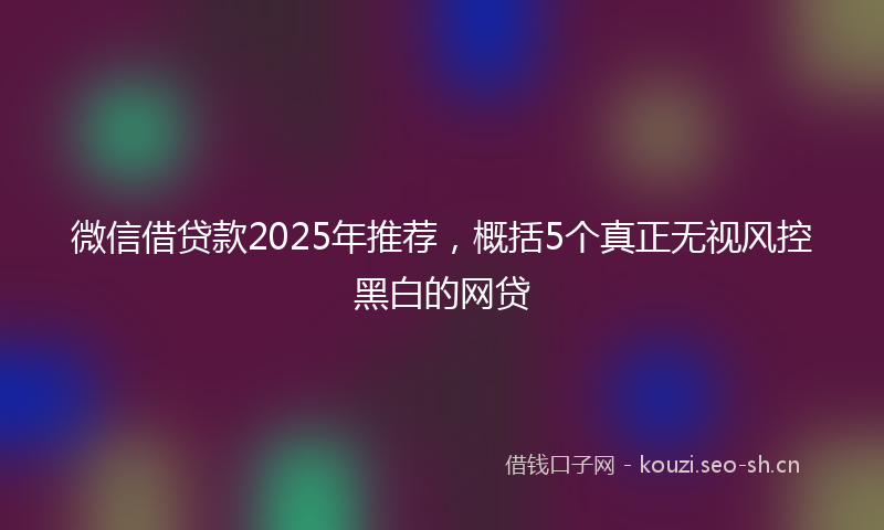 微信借贷款2025年推荐,概括5个真正无视风控黑白的网贷