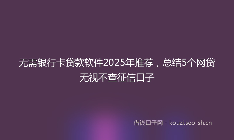 无需银行卡贷款软件2025年推荐,总结5个网贷无视不查征信口子