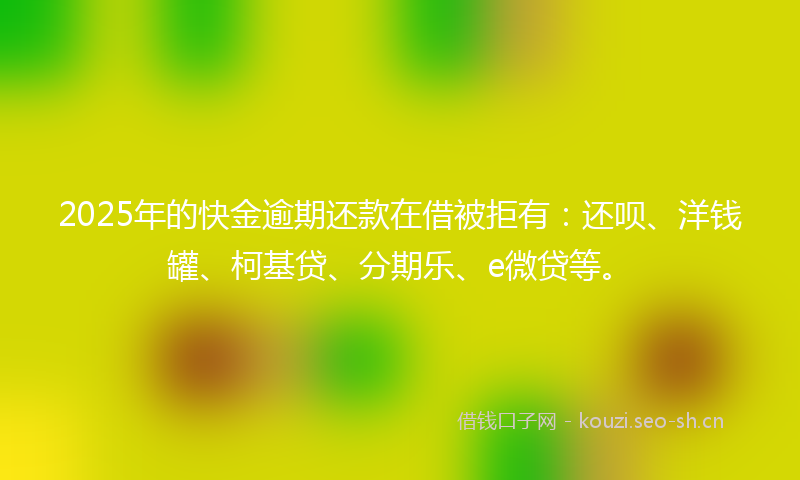 2025年的快金逾期还款在借被拒有:还呗、洋钱罐、柯基贷、分期乐、e微贷等。