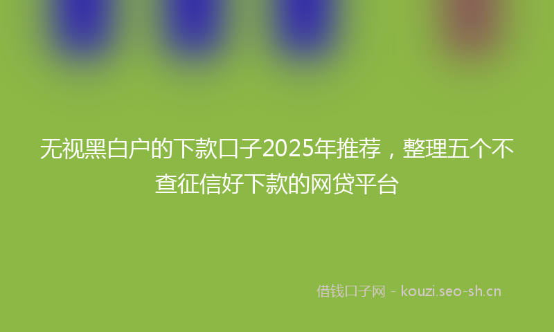 无视黑白户的下款口子2025年推荐，整理五个不查征信好下款的网贷平台