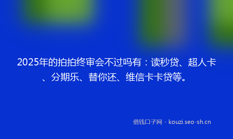 2025年的拍拍终审会不过吗有：读秒贷、超人卡、分期乐、替你还、维信卡卡贷等。