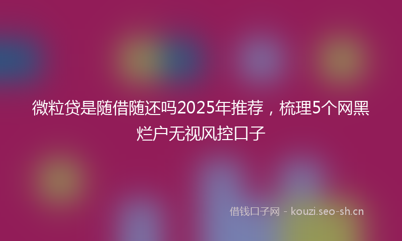 微粒贷是随借随还吗2025年推荐，梳理5个网黑烂户无视风控口子
