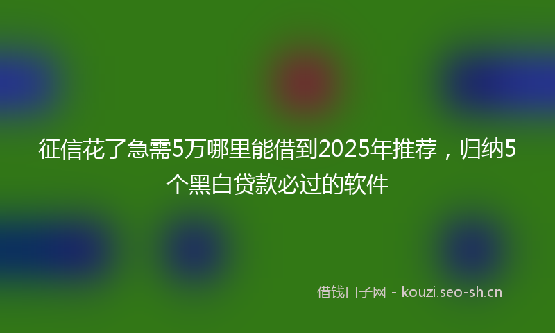 征信花了急需5万哪里能借到2025年推荐，归纳5个黑白贷款必过的软件