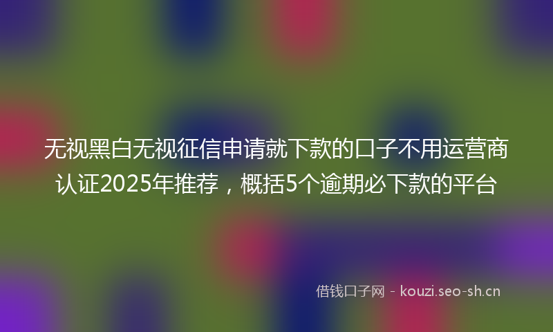 无视黑白无视征信申请就下款的口子不用运营商认证2025年推荐，概括5个逾期必下款的平台