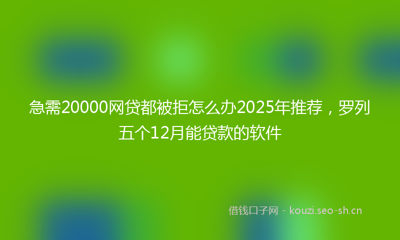 急需20000网贷都被拒怎么办2025年推荐，罗列五个12月能贷款的软件