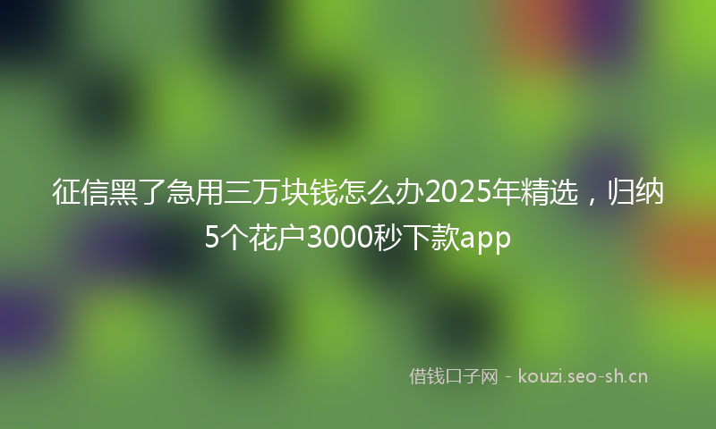 征信黑了急用三万块钱怎么办2025年精选，归纳5个花户3000秒下款app