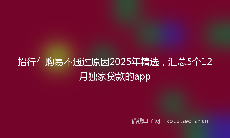 招行车购易不通过原因2025年精选，汇总5个12月独家贷款的app