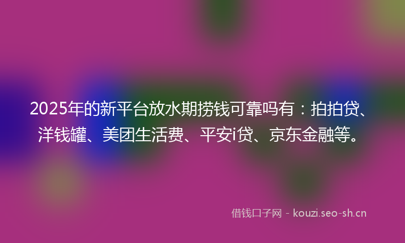 2025年的新平台放水期捞钱可靠吗有:拍拍贷、洋钱罐、美团生活费、平安i贷、京东金融等。