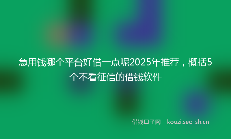 急用钱哪个平台好借一点呢2025年推荐，概括5个不看征信的借钱软件
