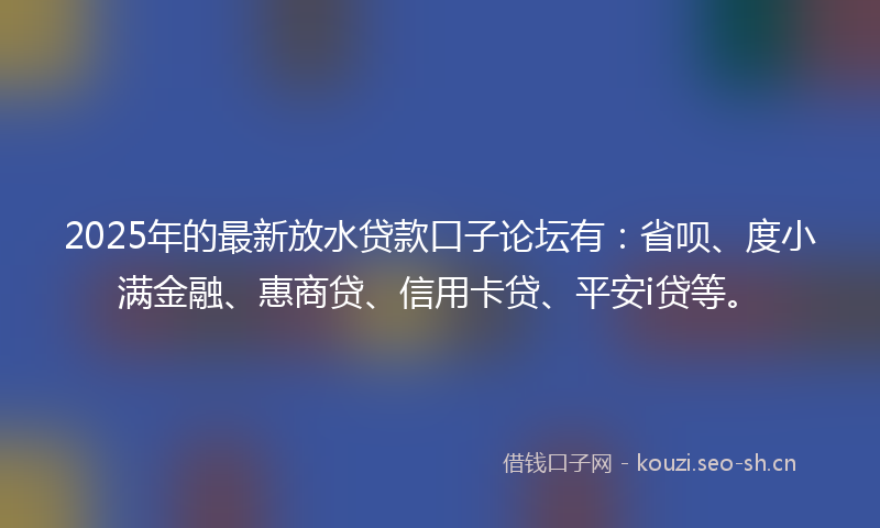 2025年的最新放水贷款口子论坛有：省呗、度小满金融、惠商贷、信用卡贷、平安i贷等。