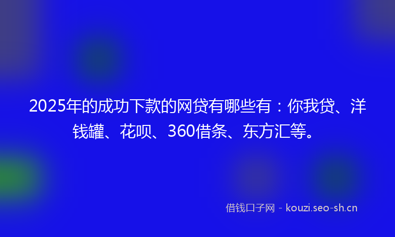 2025年的成功下款的网贷有哪些有：你我贷、洋钱罐、花呗、360借条、东方汇等。