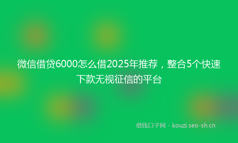 微信借贷6000怎么借2025年推荐，整合5个快速下款无视征信的平台