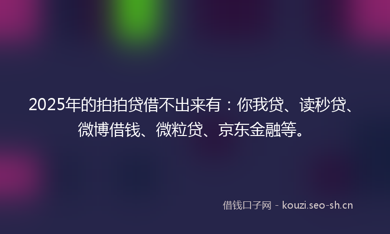 2025年的拍拍贷借不出来有：你我贷、读秒贷、微博借钱、微粒贷、京东金融等。