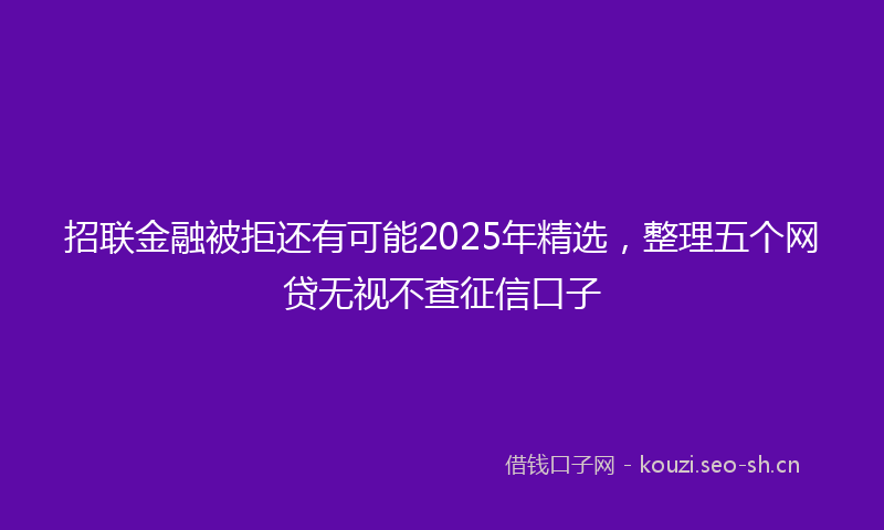 招联金融被拒还有可能2025年精选，整理五个网贷无视不查征信口子