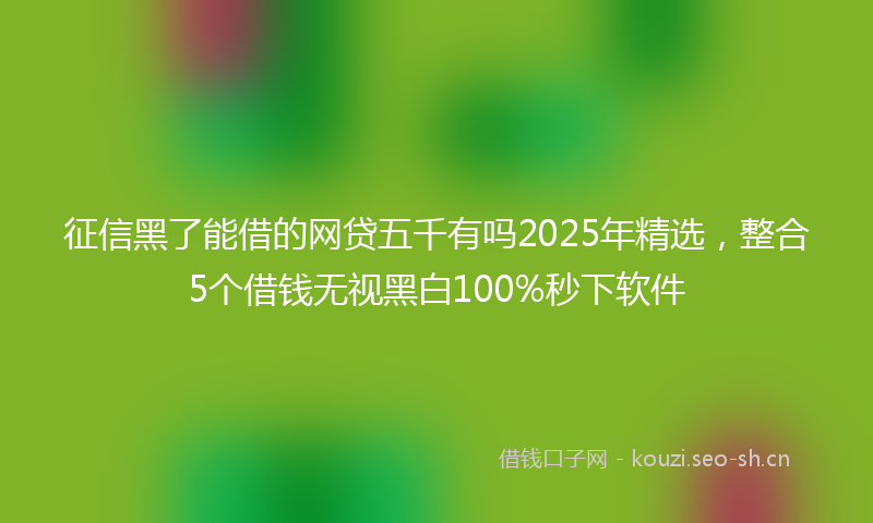 征信黑了能借的网贷五千有吗2025年精选，整合5个借钱无视黑白100%秒下软件
