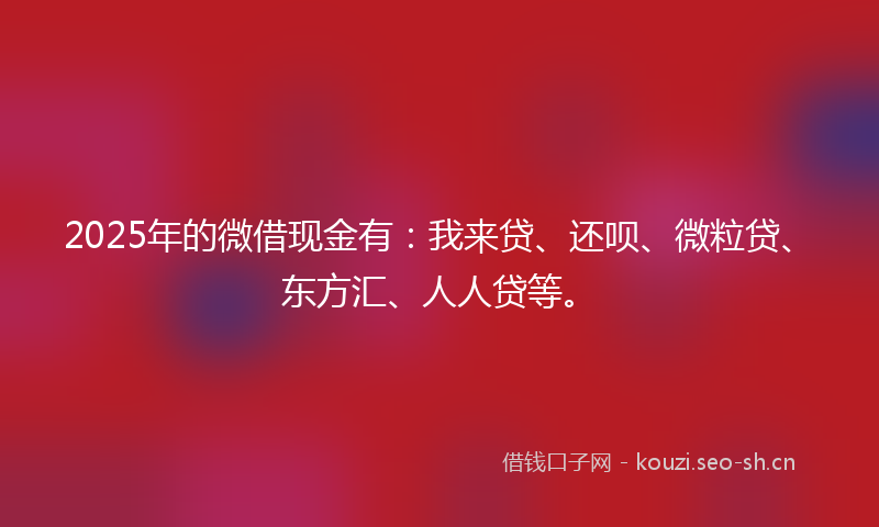 2025年的微借现金有:我来贷、还呗、微粒贷、东方汇、人人贷等。