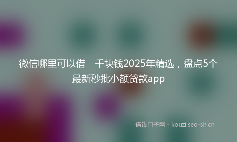 微信哪里可以借一千块钱2025年精选，盘点5个最新秒批小额贷款app