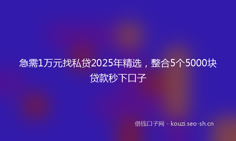 急需1万元找私贷2025年精选，整合5个5000块贷款秒下口子
