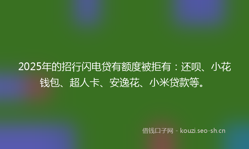 2025年的招行闪电贷有额度被拒有：还呗、小花钱包、超人卡、安逸花、小米贷款等。