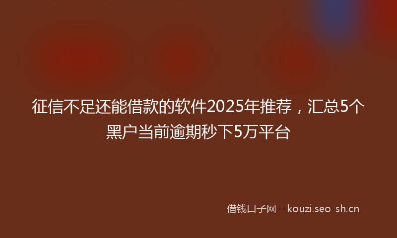 征信不足还能借款的软件2025年推荐，汇总5个黑户当前逾期秒下5万平台
