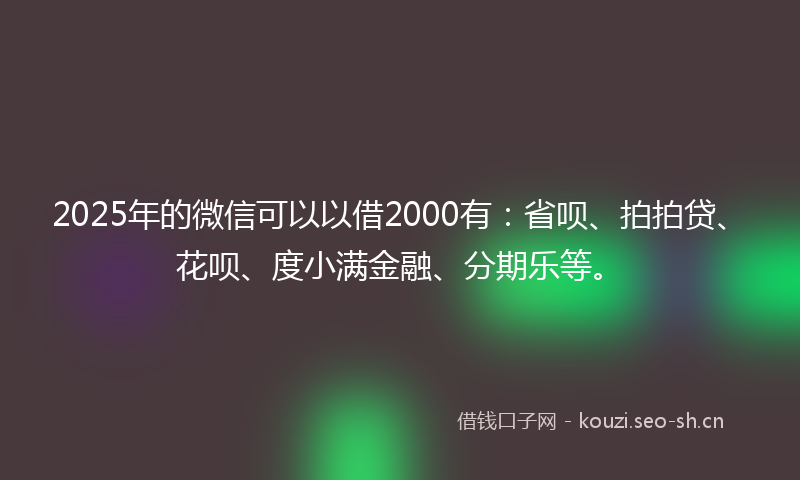 2025年的微信可以以借2000有：省呗、拍拍贷、花呗、度小满金融、分期乐等。