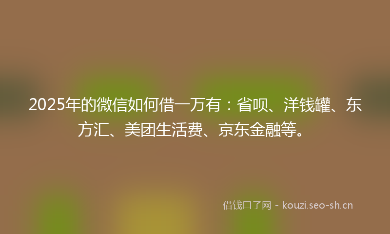 2025年的微信如何借一万有：省呗、洋钱罐、东方汇、美团生活费、京东金融等。