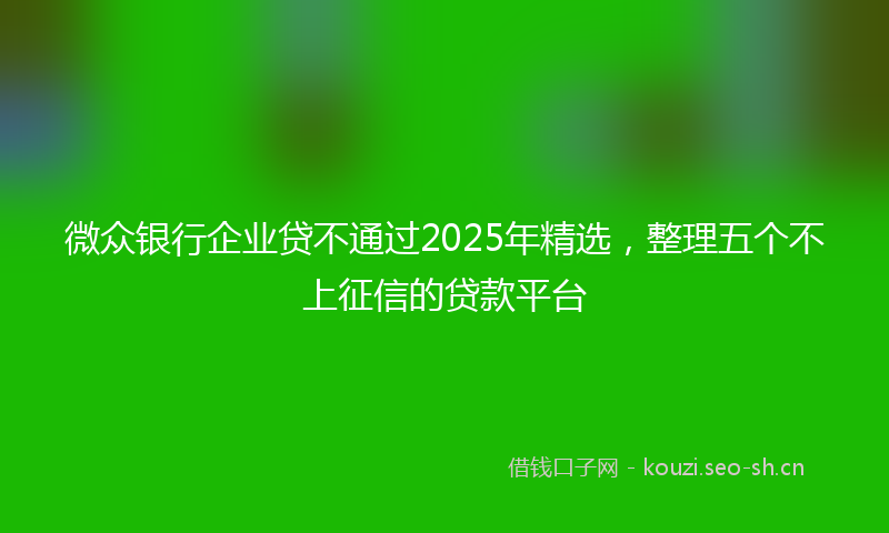 微众银行企业贷不通过2025年精选，整理五个不上征信的贷款平台