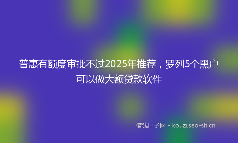 普惠有额度审批不过2025年推荐，罗列5个黑户可以做大额贷款软件