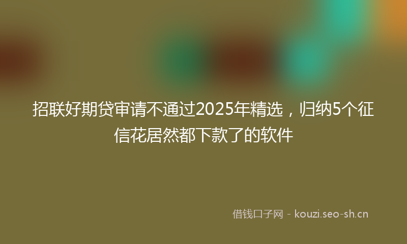 招联好期贷审请不通过2025年精选，归纳5个征信花居然都下款了的软件