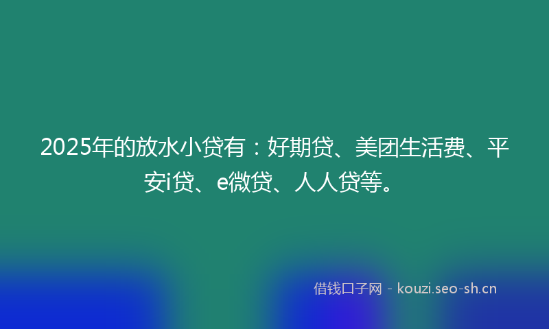 2025年的放水小贷有：好期贷、美团生活费、平安i贷、e微贷、人人贷等。