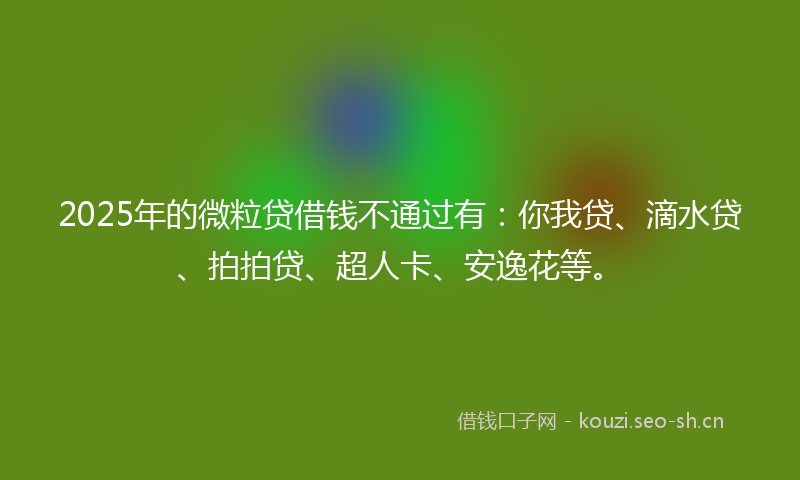 2025年的微粒贷借钱不通过有：你我贷、滴水贷、拍拍贷、超人卡、安逸花等。