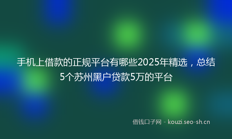 手机上借款的正规平台有哪些2025年精选，总结5个苏州黑户贷款5万的平台