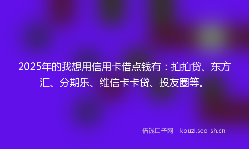 2025年的我想用信用卡借点钱有：拍拍贷、东方汇、分期乐、维信卡卡贷、投友圈等。